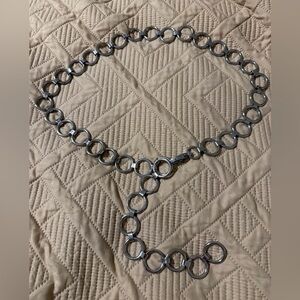 Silvertone Circle Link Chain Belt, 43”